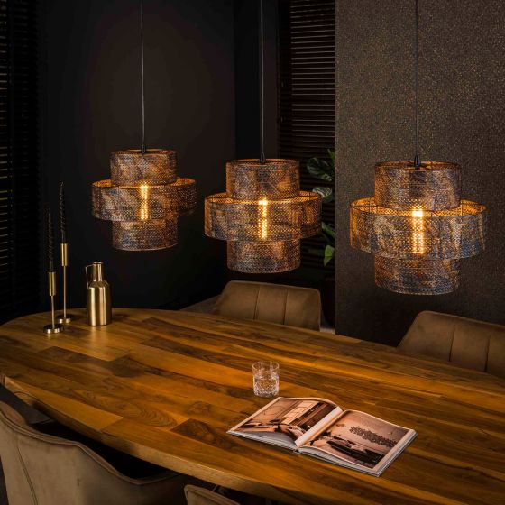 Evelyn hanglamp 3L - zwart/bruin