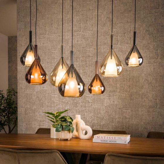 Jude hanglamp 4+3 wings mix glas - zwart
