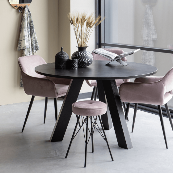 Rhonda eettafel ø129 cm eiken blacknight van het woonmerk Woood