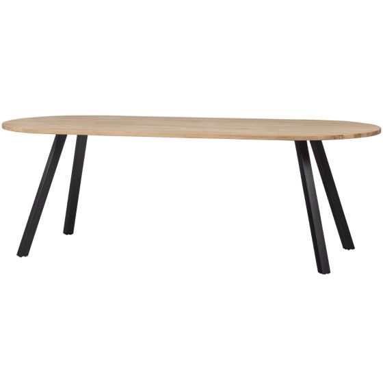 Combi-Tablo ovaal eiken 220x90 cm + 2-standen poot vierkant