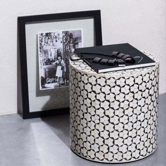Neva ronde bijzettafel - ø37 cm - zwart/wit van het woonmerk Woood