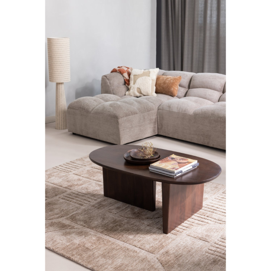 Tibas chaise longue links geweven stof - zand