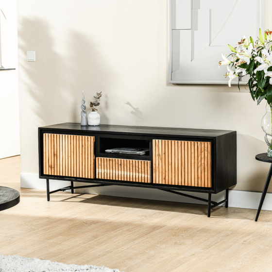 Haki tv-meubel 140cm naturel/zwart van het woonmerk Vurna
