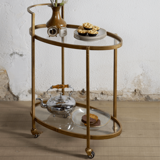 Trolley Push Metaal Antique Brass