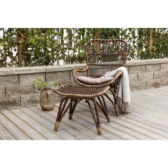 Leila loungestoel - donker walnoot - rattan