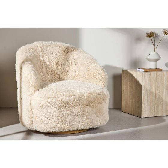 Mehta fauteuil - fake fur - beige