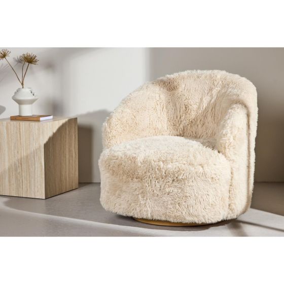 Mehta fauteuil - fake fur - beige