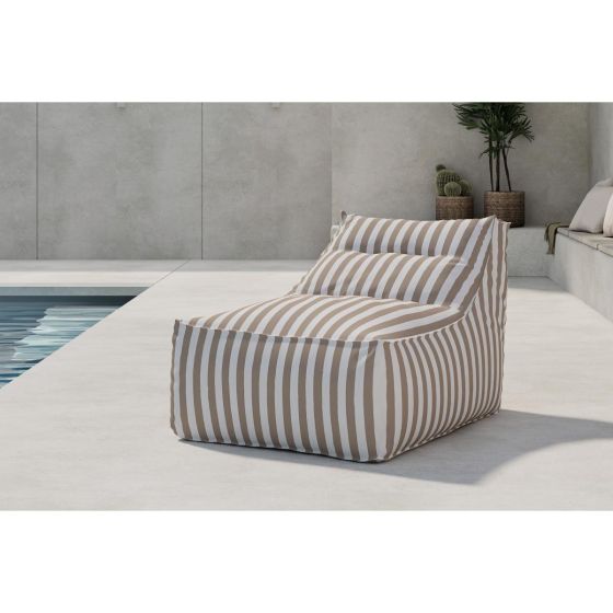 Liam loungepoef - wit/beige gestreept