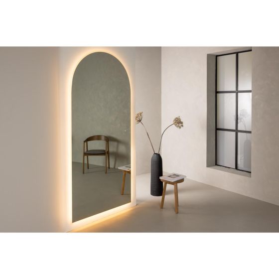 Fabiola gebogen spiegel met ledverlichting - 100 x 210 cm