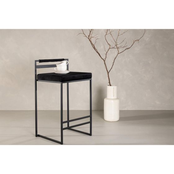 Pano barkruk 66 cm - velvet - zwart