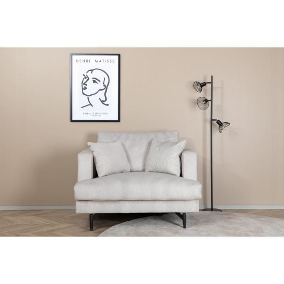 Ruma fauteuil - ribstof - beige