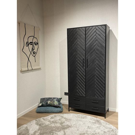 York opbergkast - 90 cm - mangohout - zwart