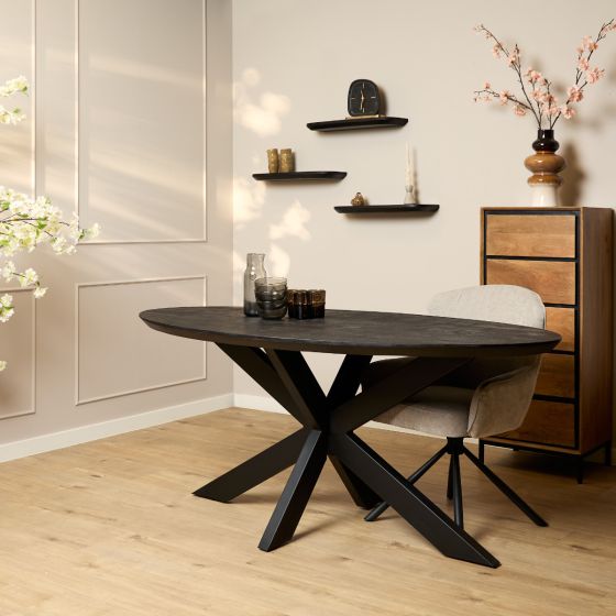 Eettafel Brandy ovaal 180 cm - zwart