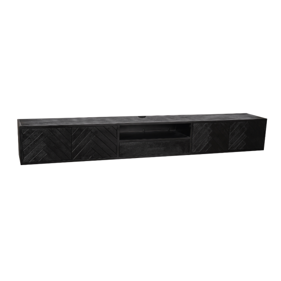 Zwevend tv-meubel New York 280 cm - zwart