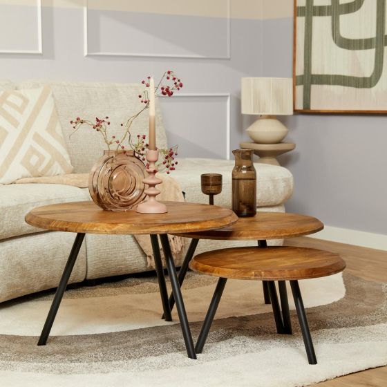 Ohio ronde salontafels - set van 3 - naturel