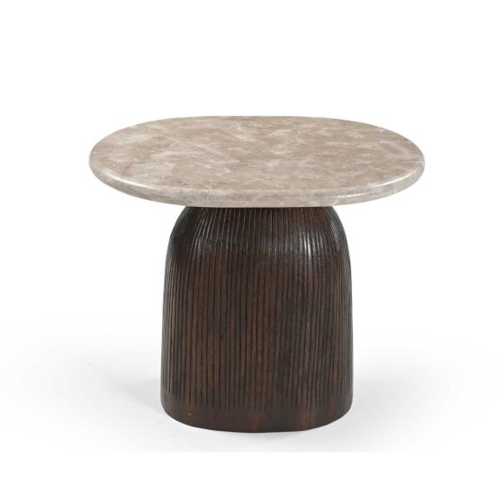 Bijzettafel Noel 60 cm - donkerbruin/marmer