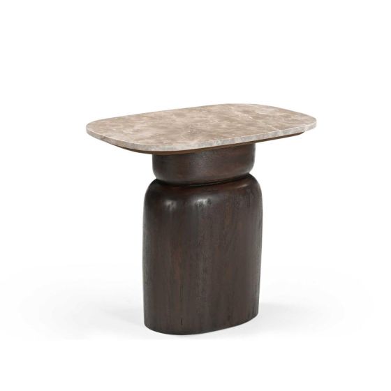 Bijzettafel Silva 56 cm - donkerbruin/marmer