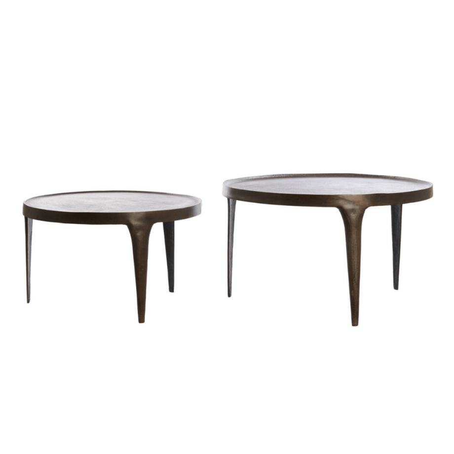 Light & Living Tobias salontafel set van 2 Ø64x39+Ø75x44 cm - donkerbruin - OUTLET B