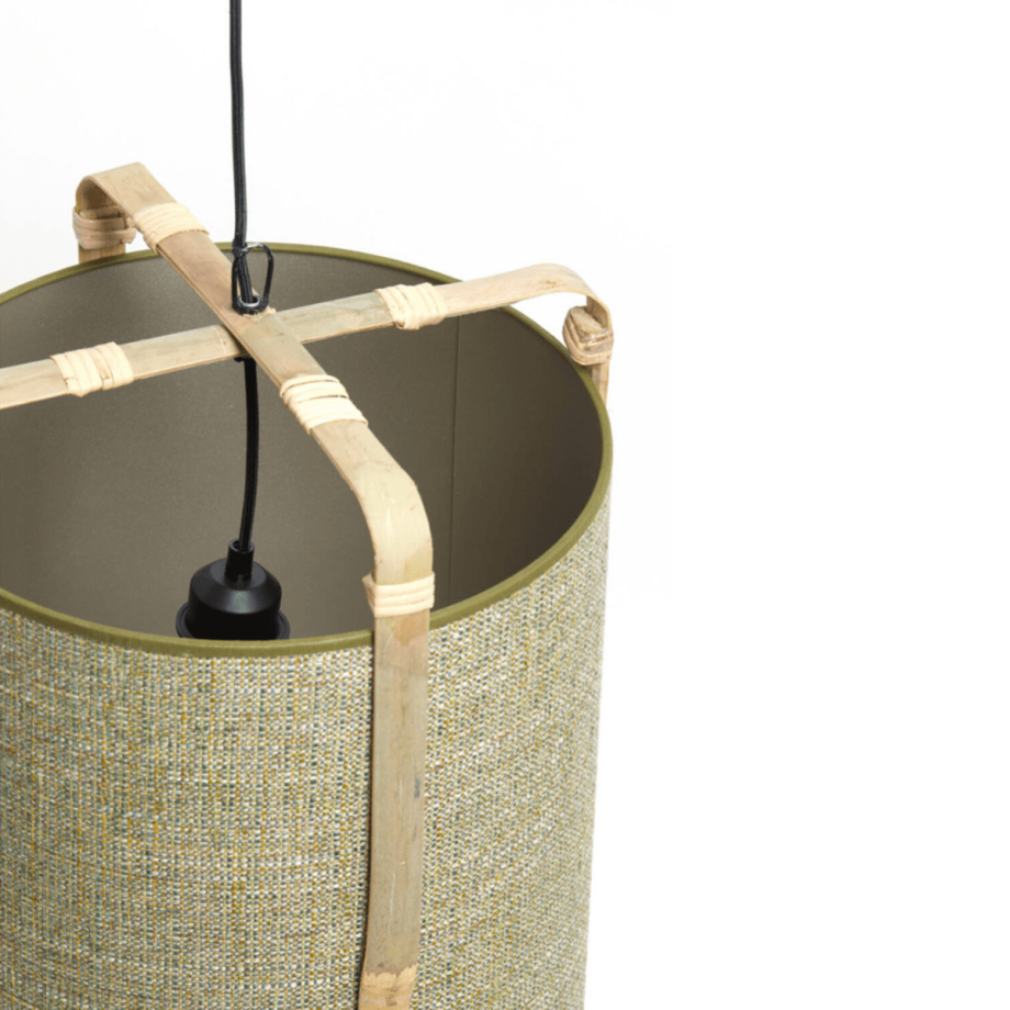 Light & Living Sendai hanglamp Ø32x60 cm - groen/bamboo