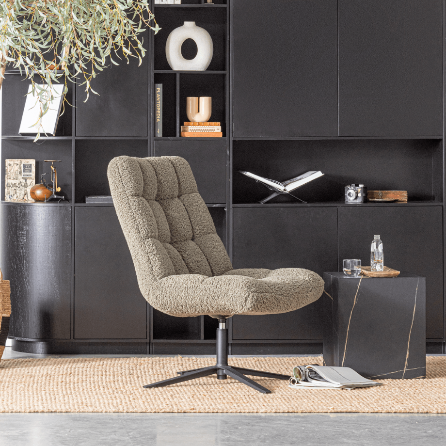 Woood Job draaifauteuil teddy groen