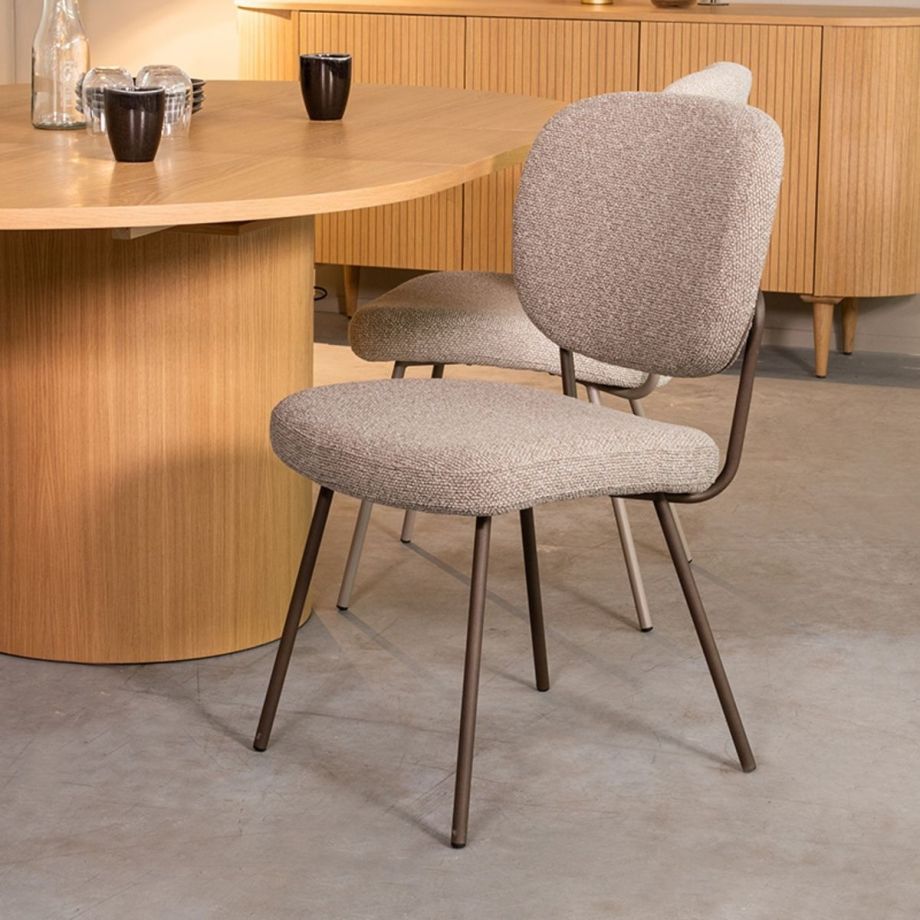 Singapore eetkamerstoel bouclé