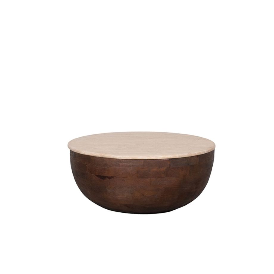 Bowl salontafel ø70 cm mangohout - beige/donkerbruin