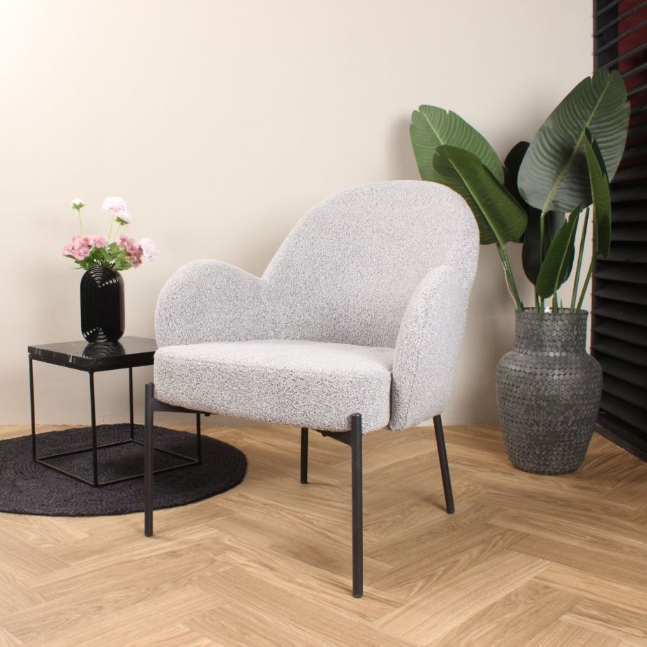 Elza fauteuil boucle grijs - showroommodel