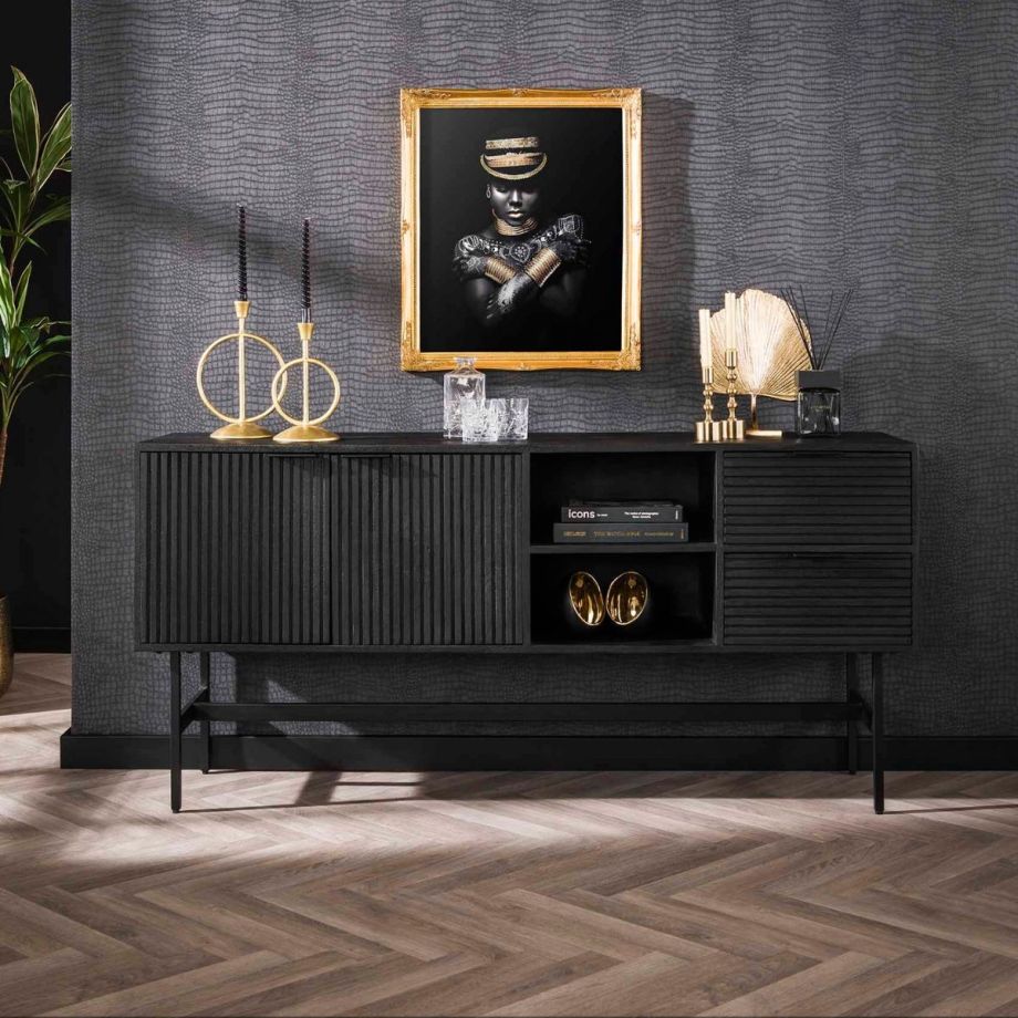 Gileon dressoir 170 cm mangohout zwart