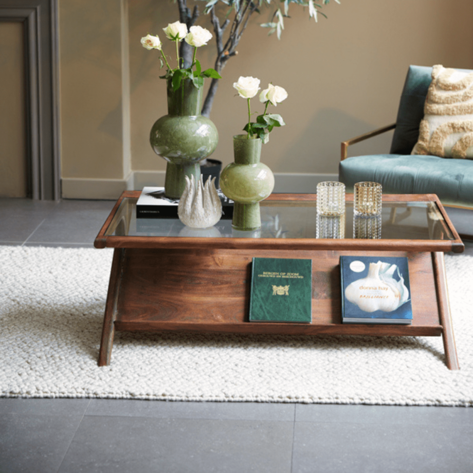 Yuki salontafel 112x70x41 cm hout/glas van het woonmerk Light&Living