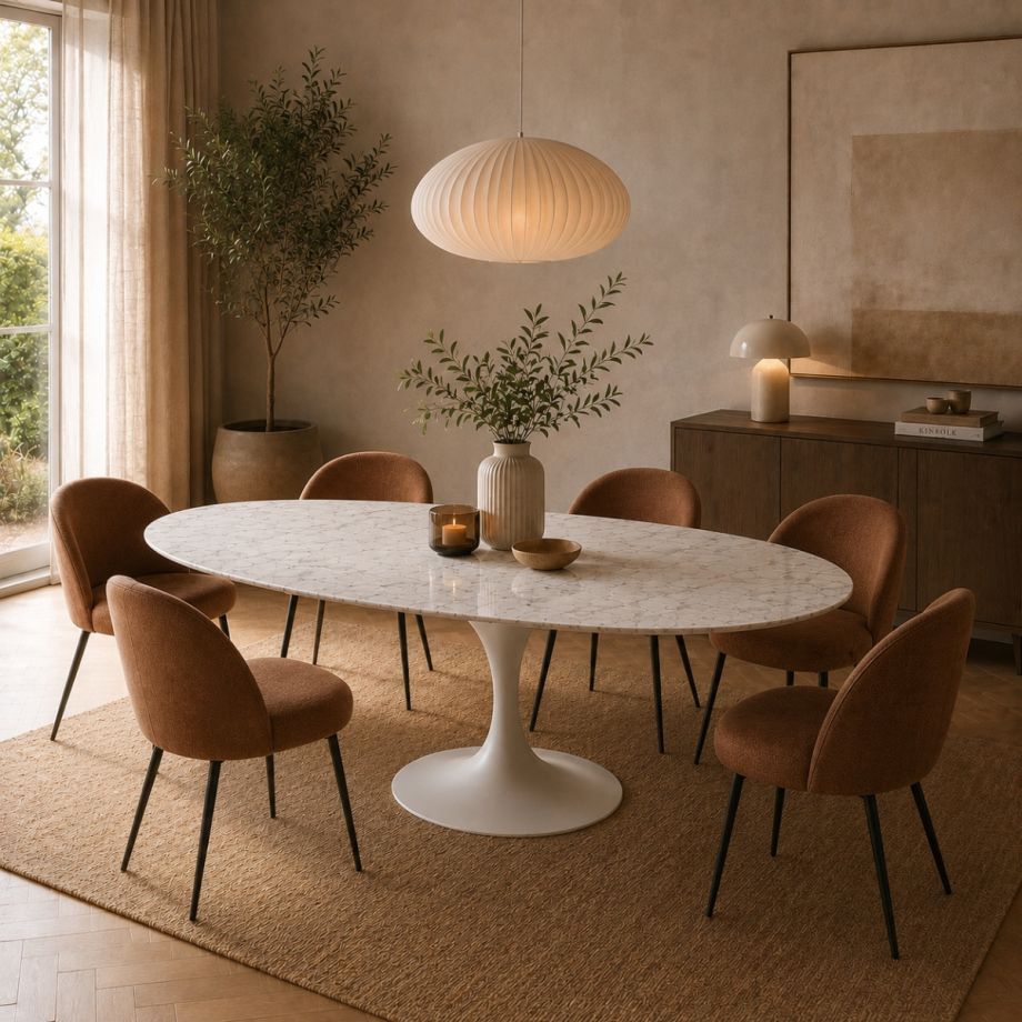 DS4U Tulp tafel marmer ovaal 200*120 cm