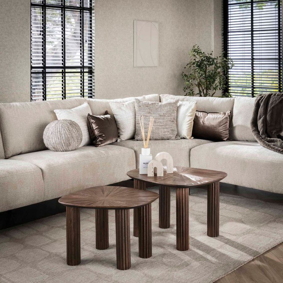 Otto salontafel set van 2 driehoekig Maya teak - bruin