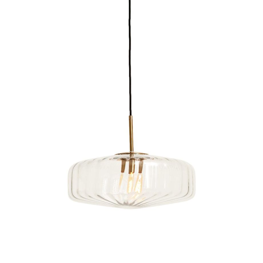 Light & Living Pleat hanglamp glas - helder/goud - OUTLET B