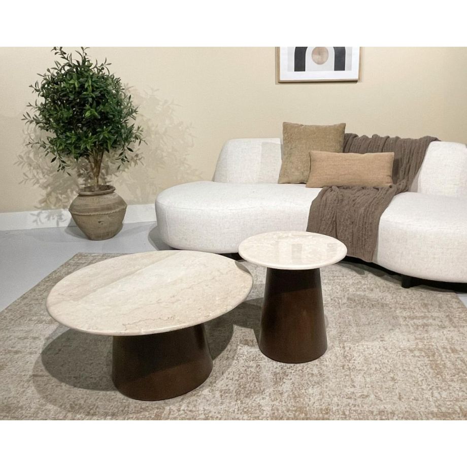 Brix Bottecino bijzettafel ø45 cm - donkerbruin/beige