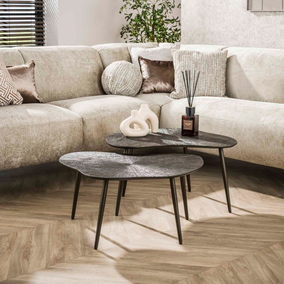 Fraaai Daisy salontafel metaal leaf set van 2 - brons donkerbruin