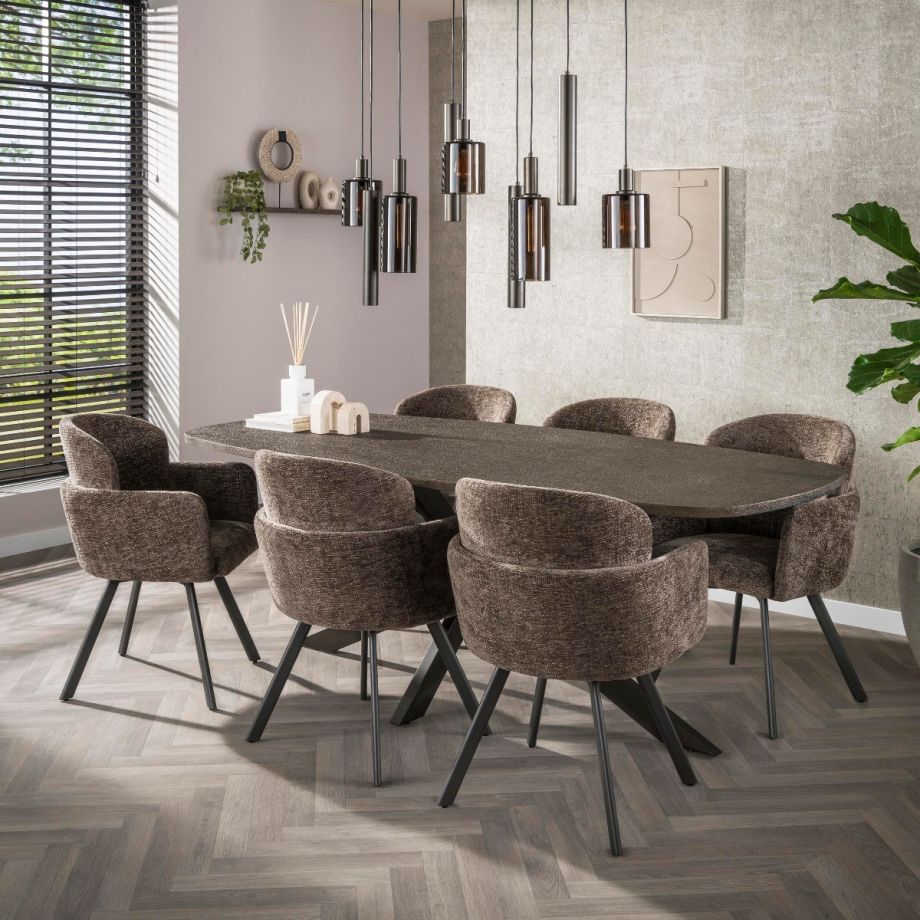 Fraaai Alfa eettafel Deens ovaal 215 cm - brons | OUTLET B