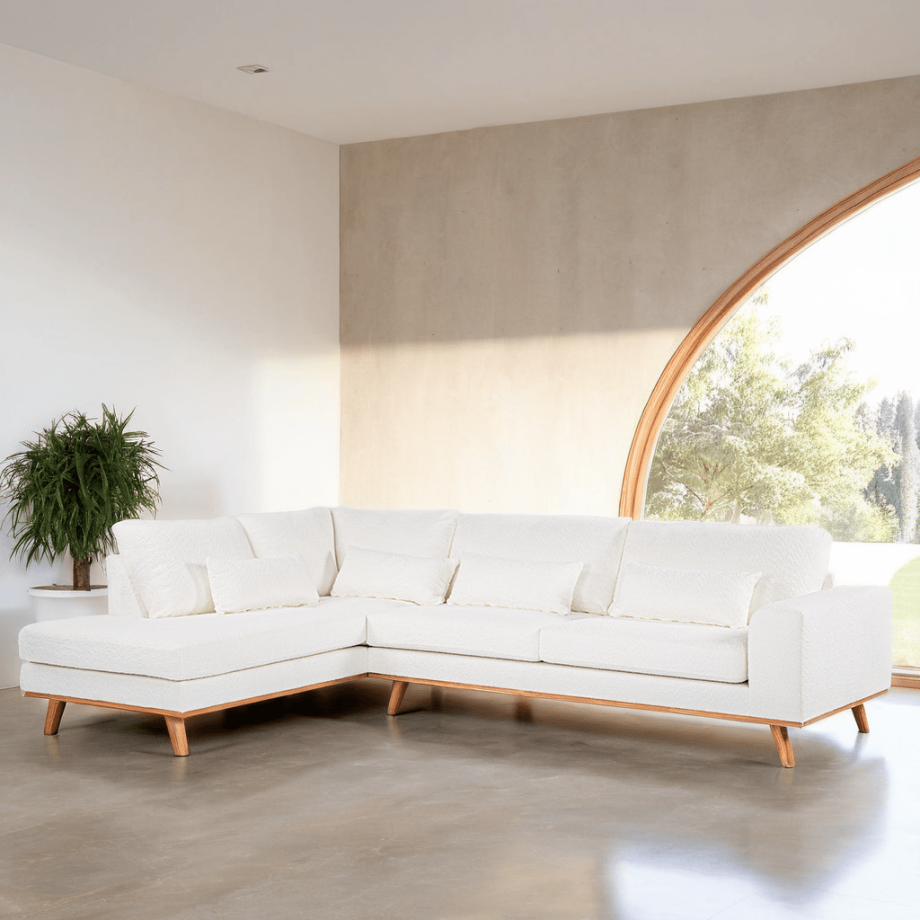 Vurna Cleo 3-zits hoekbank links stof - naturel