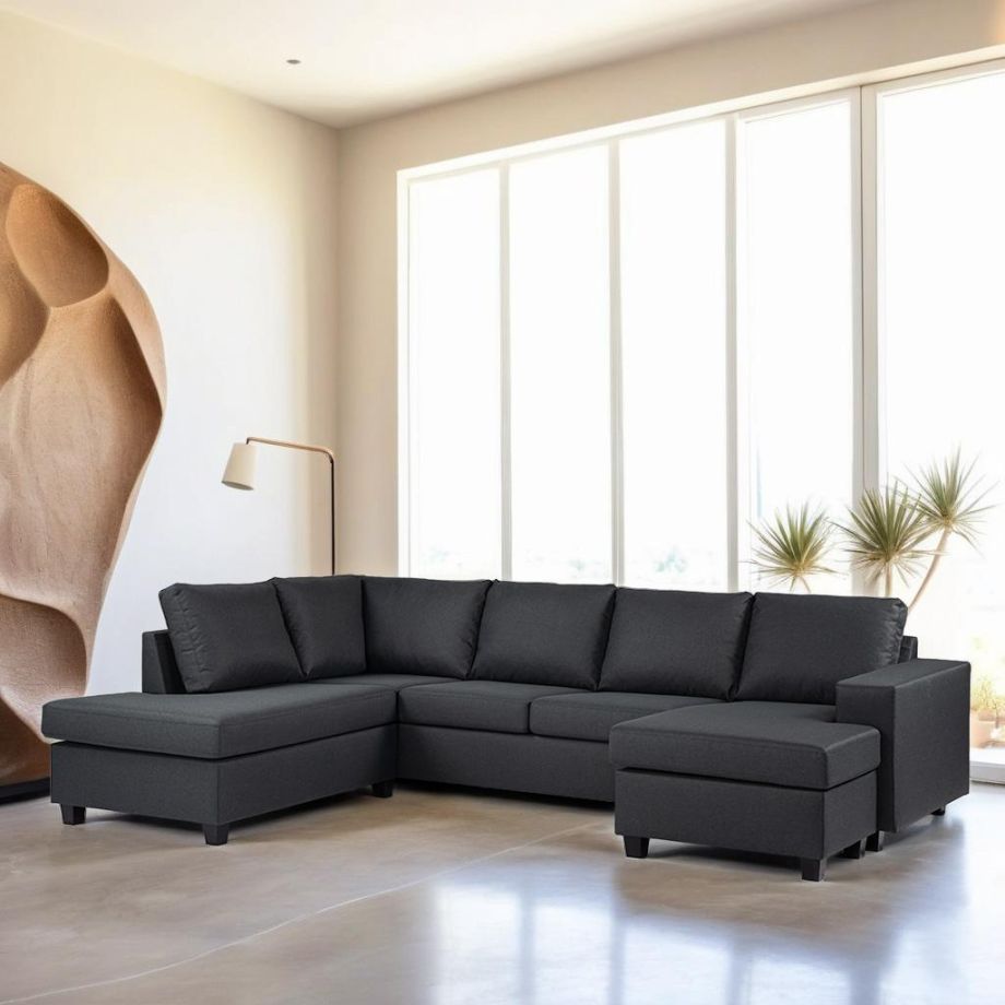 Vurna Nola 3-zits hoekbank links stof - antraciet