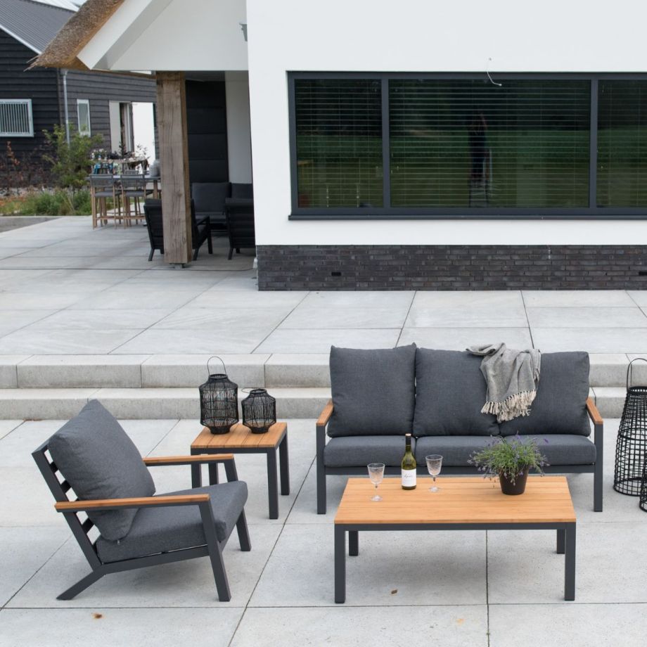 Donnan loungeset aluminium/bamboo grijs