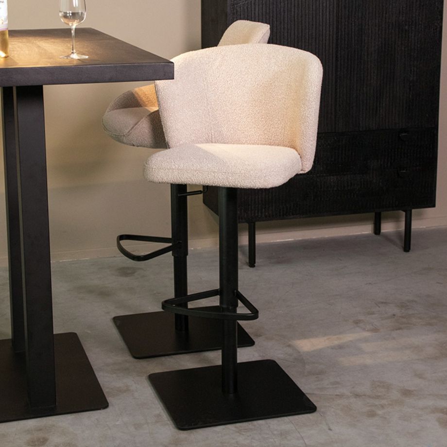 Label51 Wave barkruk verstelbaar 85-110 cm stof - naturel