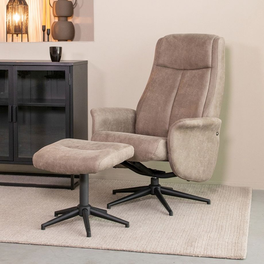 Bergen fauteuil mirco suede + hocker - taupe