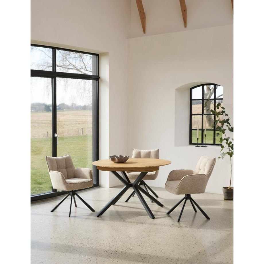 Lenard eettafel rond Ø120-160 cm - naturel