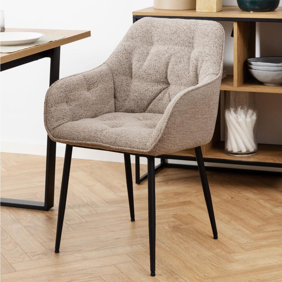 Kari armstoel | zwart metaal onderstel | stof Monza