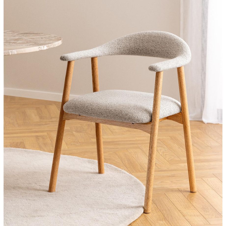 Nøra Lykke armstoel | naturel oak onderstel | stof Monza