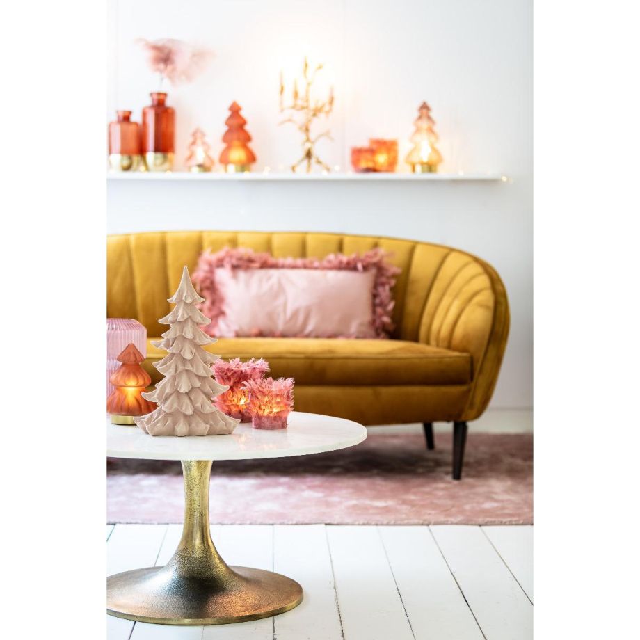 Rickerd salontafel Ø76x36 cm - wit marmer+antiek brons