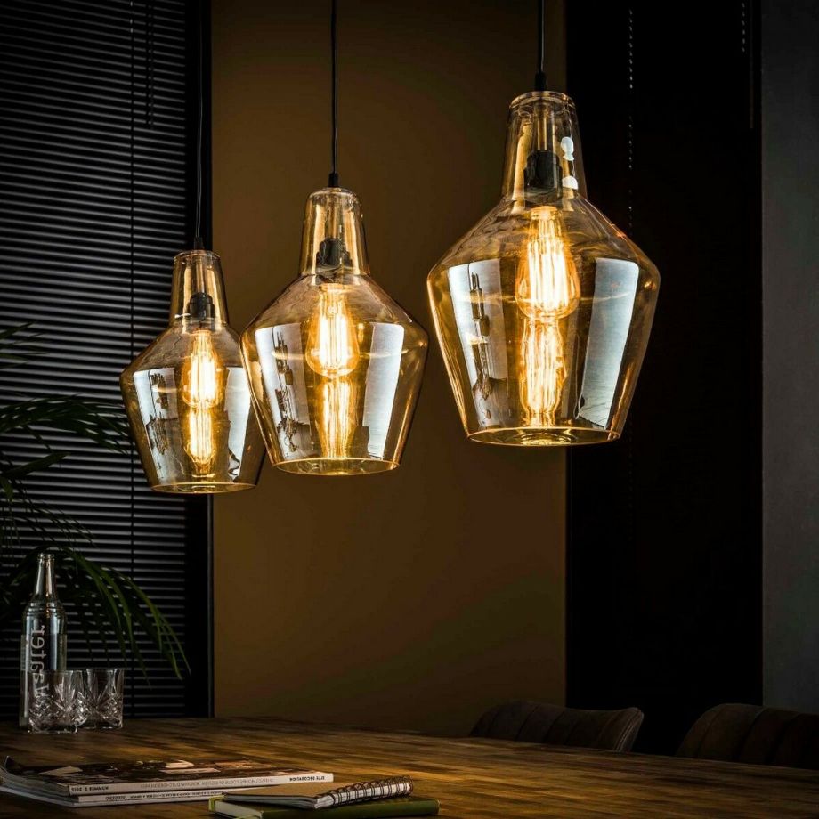 Amber hanglamp 3L kegel 