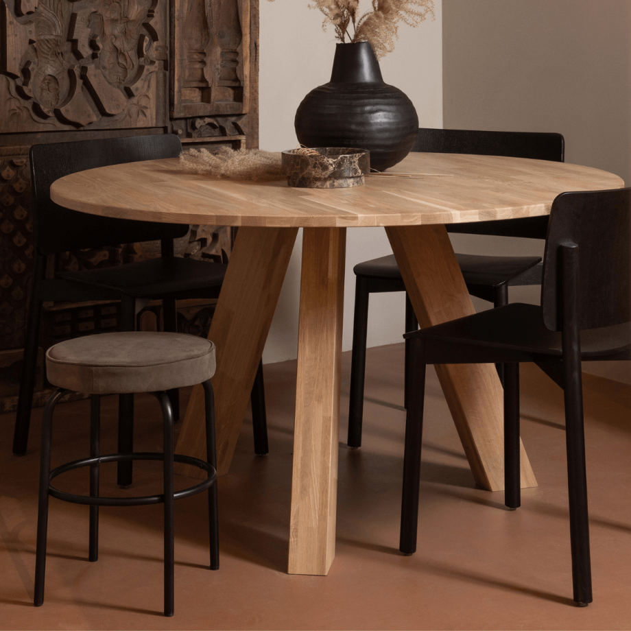 Rhonda eettafel ø129 cm eiken naturel van het woonmerk Woood