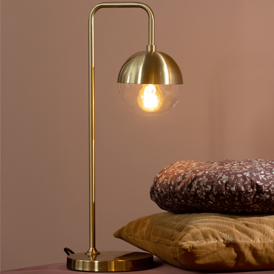 Woood Tafellamp Globular Metaal Antique Brass