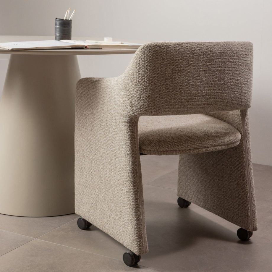 Woood Lyric eetkamerstoel met wielen - greige