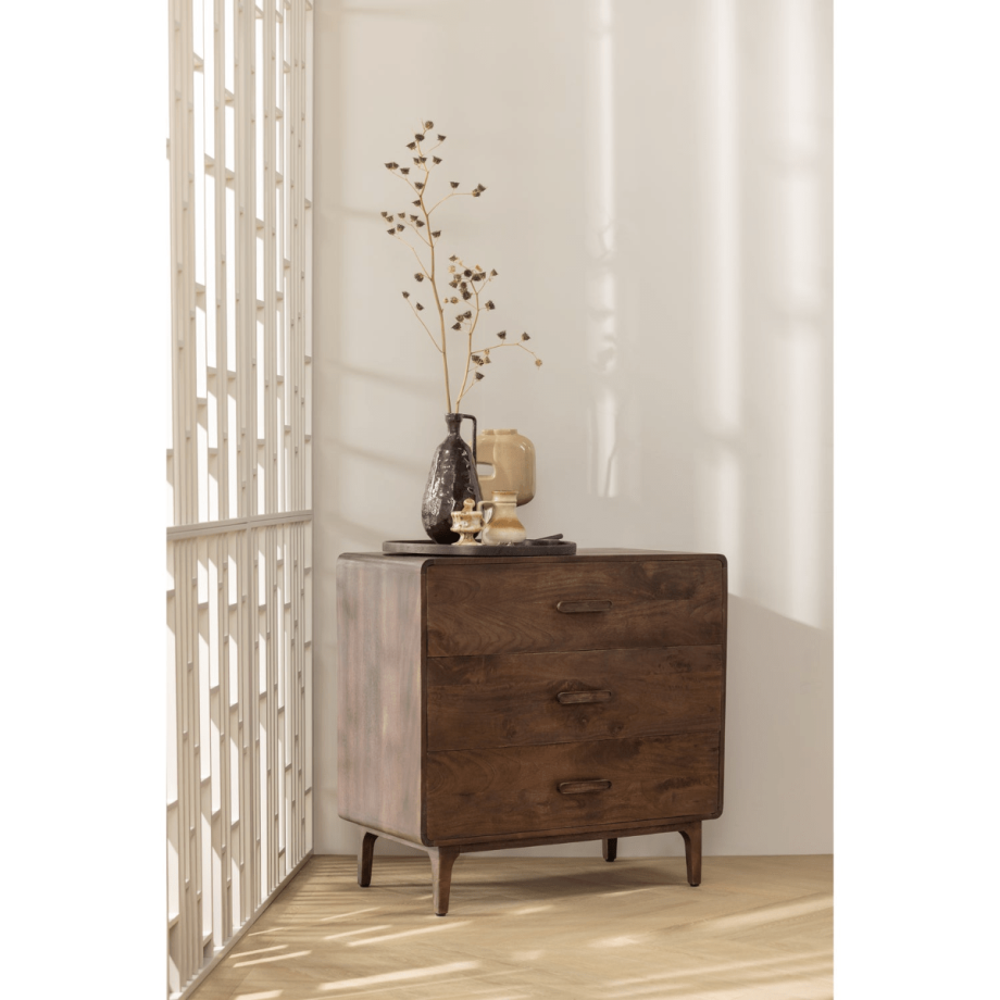 Woood Liya ladekast mangohout - donkerbruin