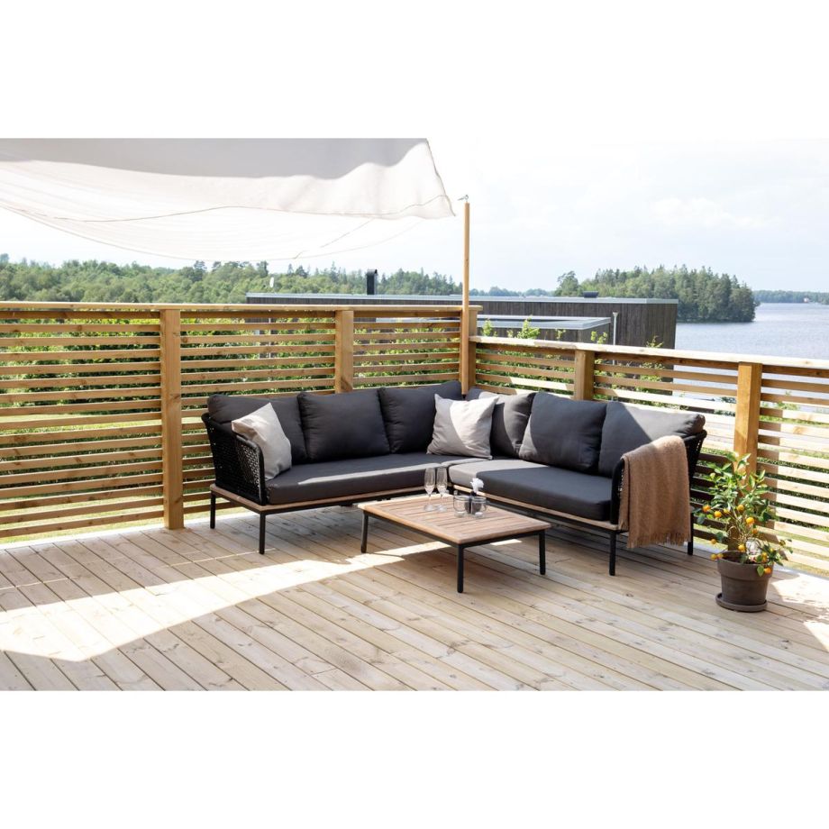 Omarion loungest met hoekbank en tafel - zwart